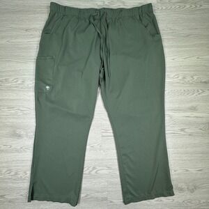HH Works Women Scrub Pants Healing‎ Hands Green 2XP Cargo Pockets Elastic Waist